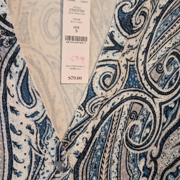 White House Black Market Paisley Cardigan - Picture 7 of 12